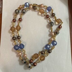 Kenneth Jay Lane Goldtone Necklace with Faux Pearls and Colored Beads